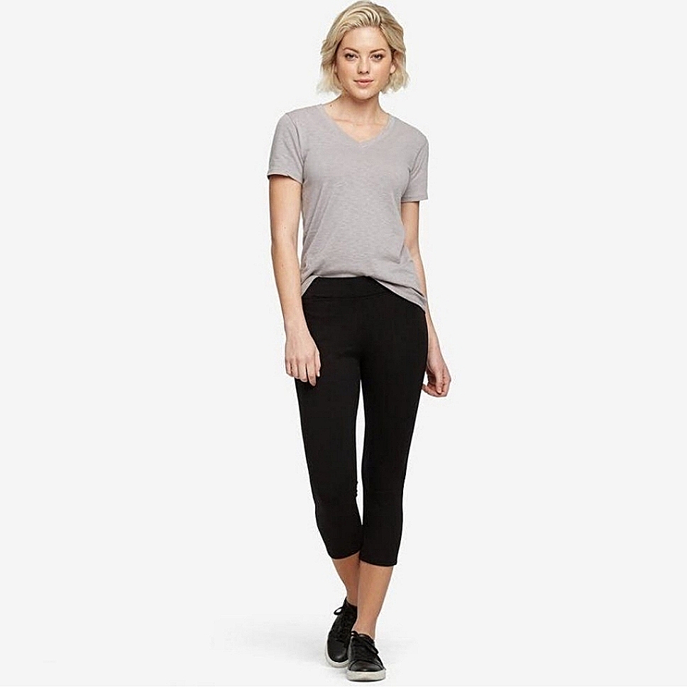 American Giant Leggings Crop Ponte Black Small Front Pocket 21.5" Inseam Size 4